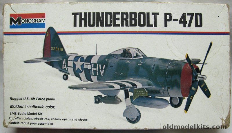 Monogram 1/48 P-47D Thunderbolt - 56th FG 61st  FS Lt. Col. Francis S. Gabreski or RAF No. 81 Sq - White Box Issue, 6838 plastic model kit